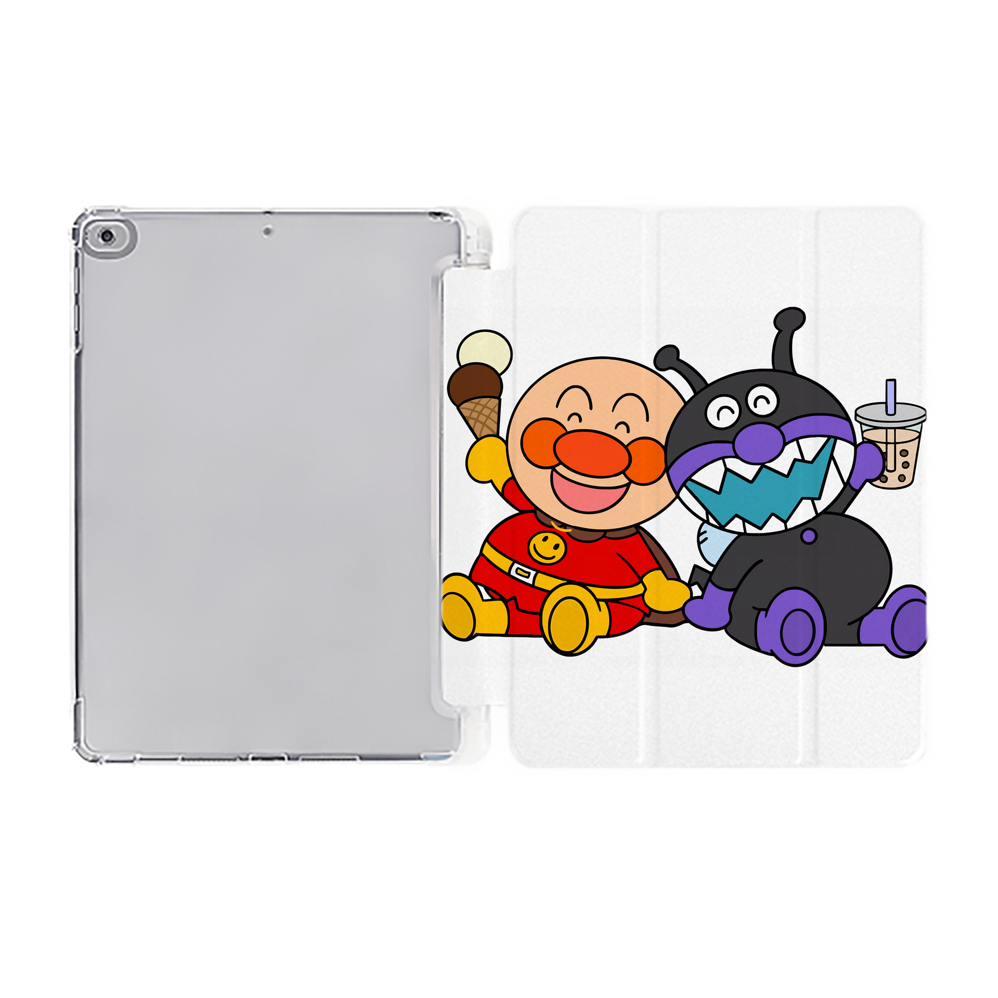 （画像用） アンパンマン Anpanman IPad ケース ペン収納付き 三つ折りスタンド PUレザー×シリコン 対応機種9.5/10.5/10.9インチ